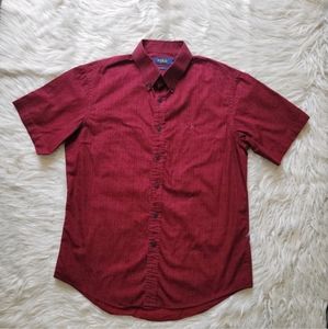 Ralph Lauren Polo Short Sleeve Button Down Shirt Red Small 15 1/2 Custom Fit.